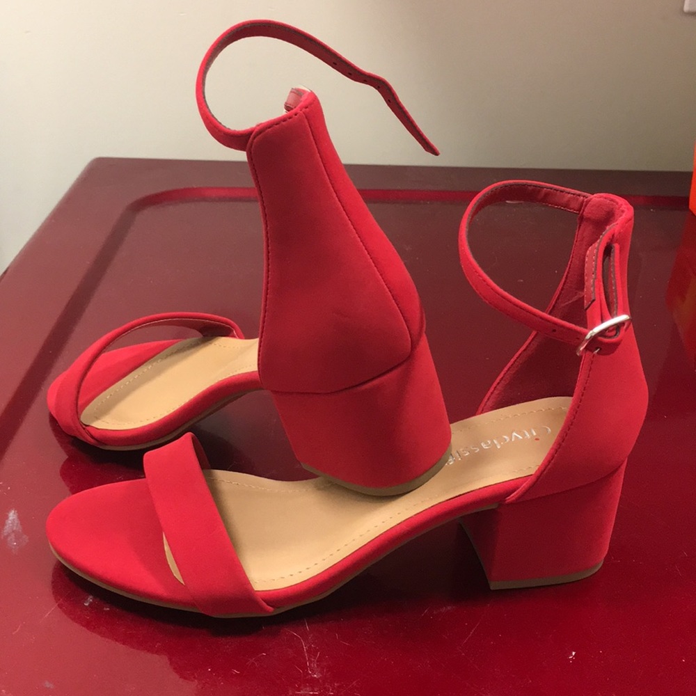 Red ankle strap sandal